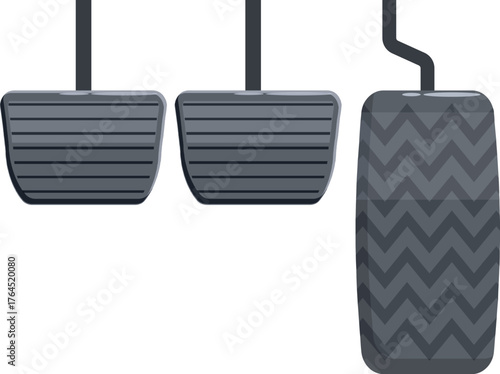 Car pedals showing the brake, clutch and accelerator pedals, enabling drivers to control speed and braking