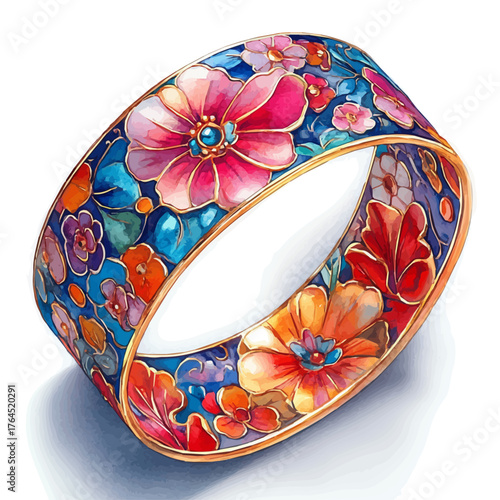 watercolor vector of Platinum Bracelet, isolated on a white background.