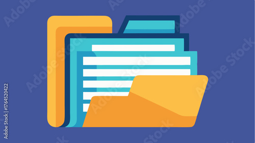 A folder icon with an open design revealing organized files reflecting efficient document management and accessibility.