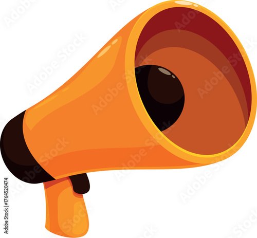 Cartoon megaphone making important announcement, communication and marketing concept