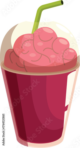 Photography Brain smoothie served in a plastic cup with a straw, offering a unique and thoug