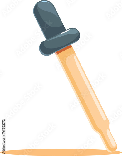 Cartoon pipette casting a shadow on a white background, ideal for scientific or medical themes