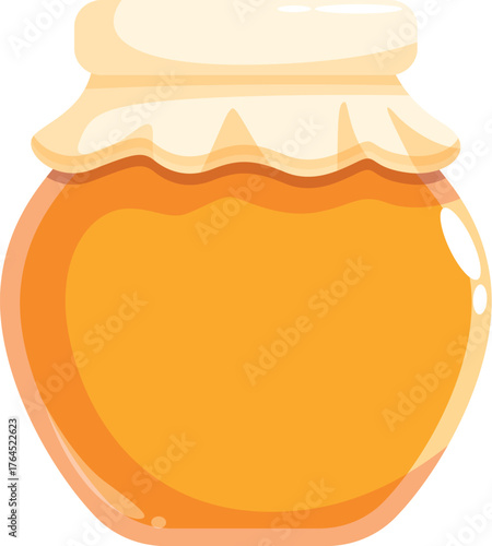Honey jar preserving golden liquid sweetness, perfect for representing natural sweetener or homemade product