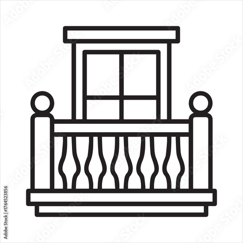 Icon of a house balcony with railing and windows