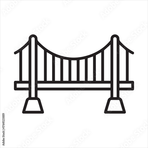Suspension bridge icon for road construction