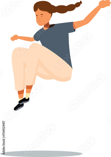 Female athlete jumping, showcasing agility and strength in parkour or free running