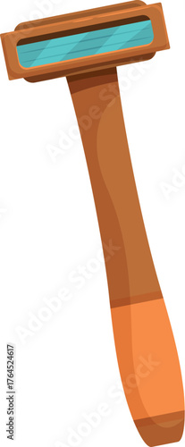 Cartoon wooden safety razor with sharp blades for a smooth, clean shaving experience