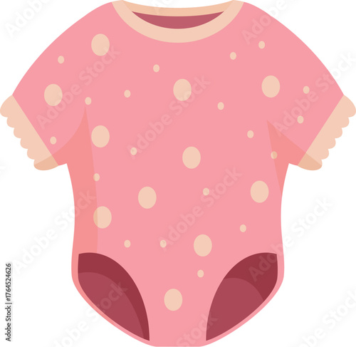 Pink baby bodysuit with polka dots, perfect for newborns and infants, offering comfort and style
