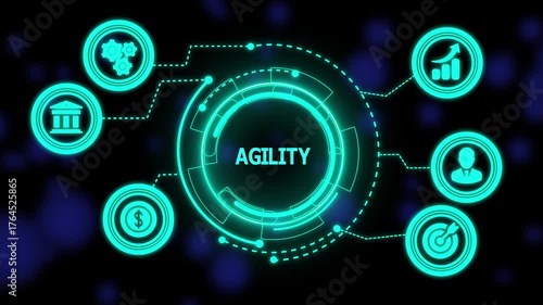 Wallpaper Mural Business Agility and Innovation Concept — Futuristic Digital Interface Representing Adaptability, Flexibility, and Strategic Transformation in Modern Organizations Torontodigital.ca