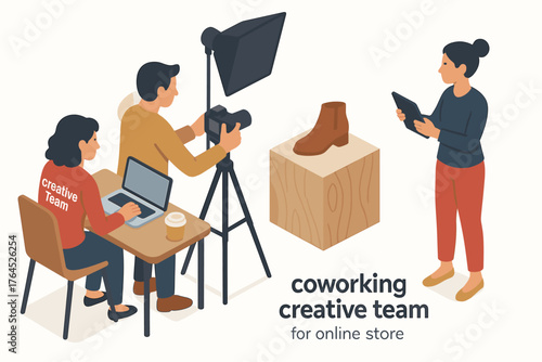 Creative team collaborating in office for online store product photography