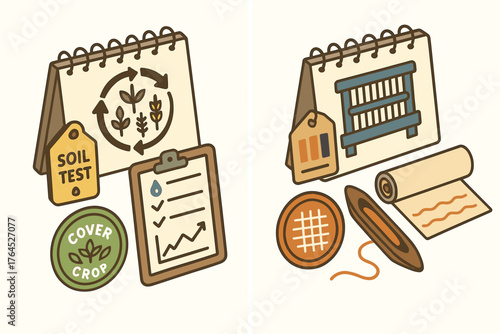 Sustainable agriculture and textile design concepts with soil test and patterns