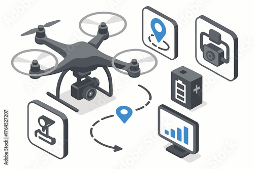 Drone technology and features in modern aerial photography setup illustrated