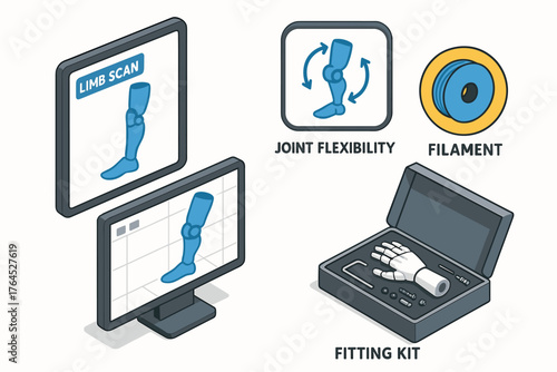 Prosthetic limb technology: flexibility, filament, and fitting kit innovations