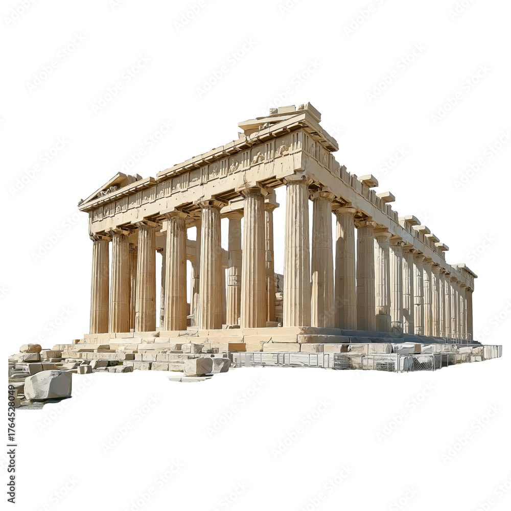 Fototapeta premium Ancient Greek Parthenon Temple isolated on a transparent background