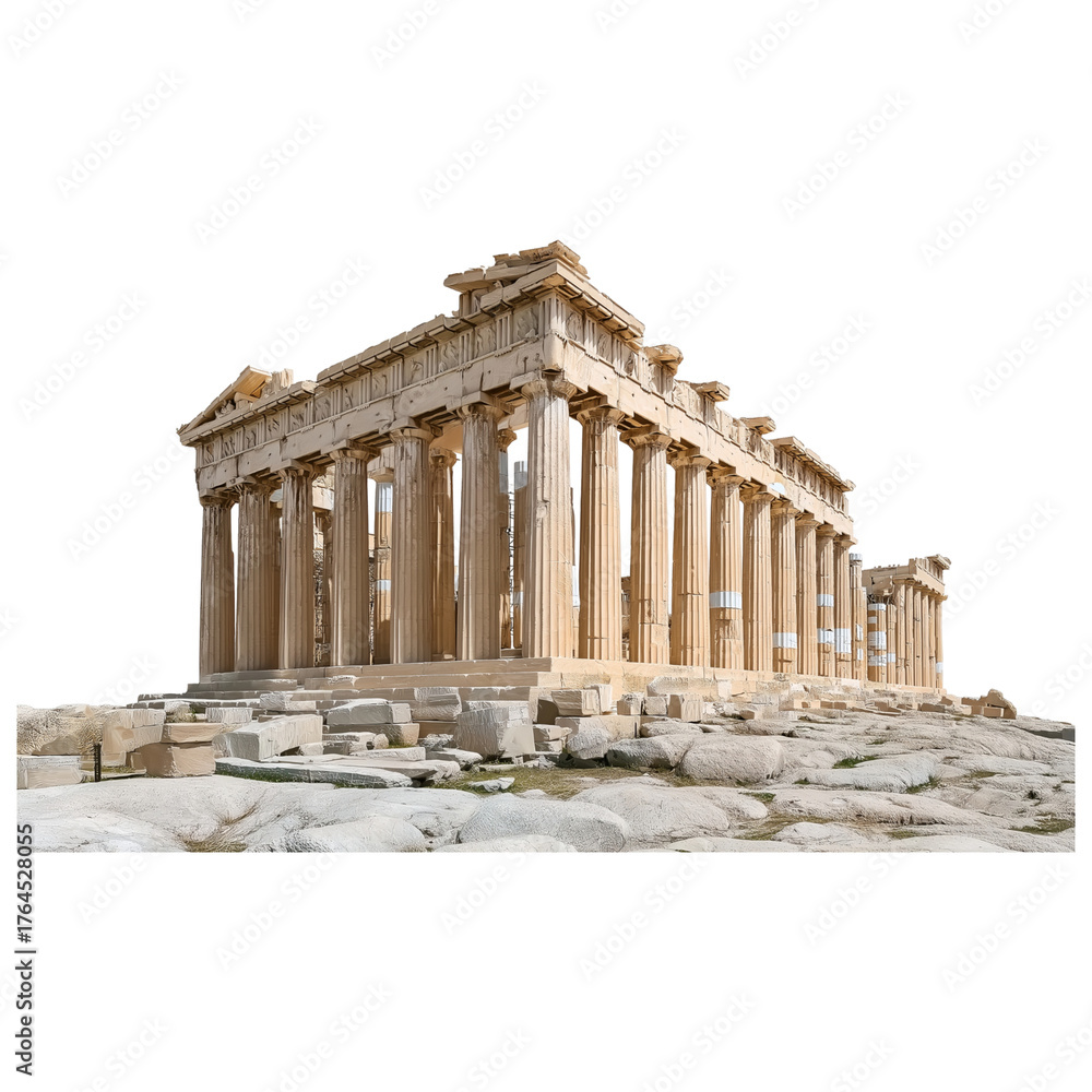 Obraz premium Parthenon Ancient Greek Temple isolated on a transparent background 1