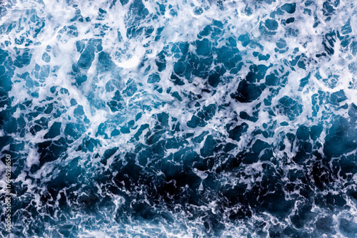 Sea water background. Top view of vibrant foamy water. Can be used in covers, packaging, posters, textures, cards, art and design projects. Creative vector illustration.
