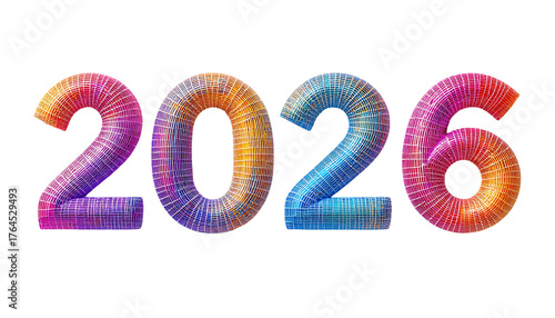 Colorful Abstract Gradient 2026 Text Design Transparent PNG