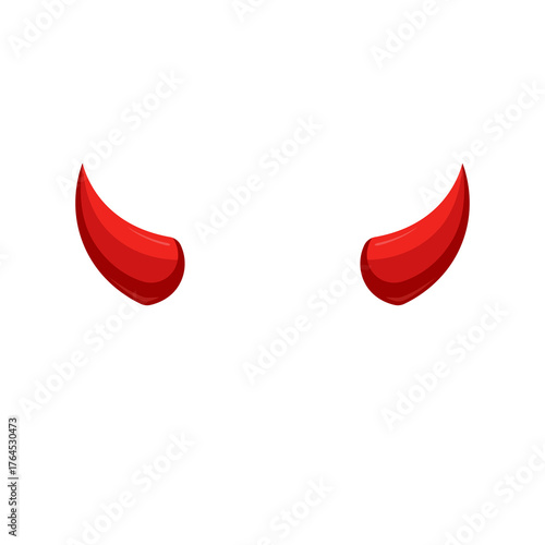 Red devil horn vector illustration design template, 3d realistic cute element for face mask and head or costume. devil horn logo icon 