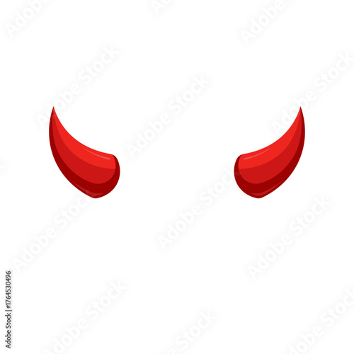 Red devil horn vector illustration design template, 3d realistic cute element for face mask and head or costume. devil horn logo icon 