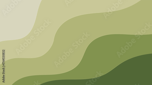 Abstract Wavy Green Gradient Background with Layered Curves