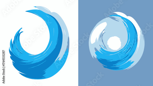 Dynamic abstract blue wave swirl icon, vector graphic element. Water movement and fluid energy concept illustration for logo or design.