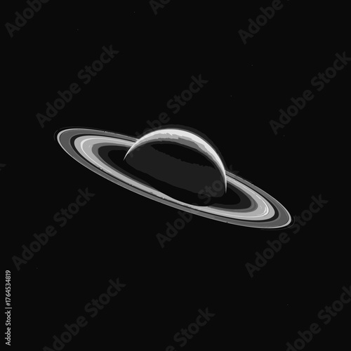 Magnificent ringed planet isolated in deep space, a captivating celestial body with prominent cosmic rings against the dark universe.