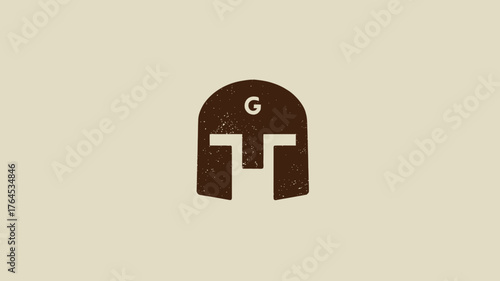 Stylized vintage warrior helmet icon with subtle upper detail, ancient Spartan or Greek design, symbol of strength and protection.