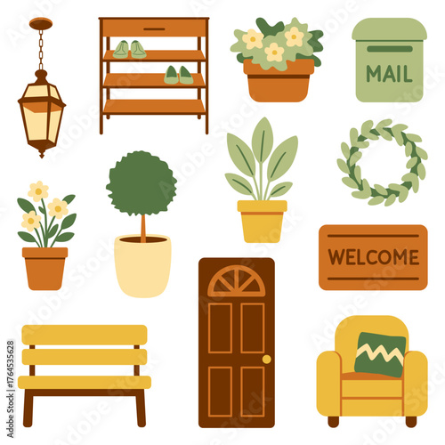 Cozy Fall and Autumn Porch Decor Home Furnishings Set