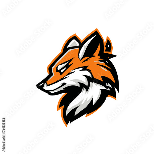 Dynamic Orange Fox Head Mascot Illustration. Fierce Wild Animal Graphic for Sports, Gaming, Esport Team, and Branding Design.