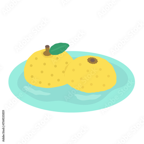 お風呂　冬至　柚子　イラスト