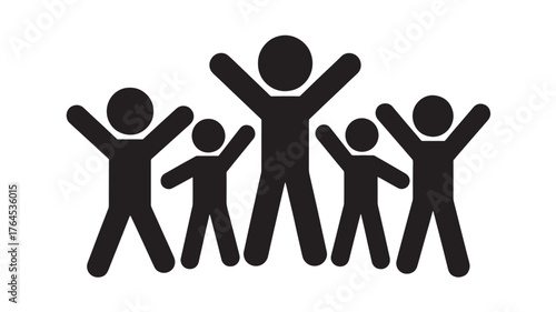 Group of people icon happy family vector illustration simple glyph design isolated on white background