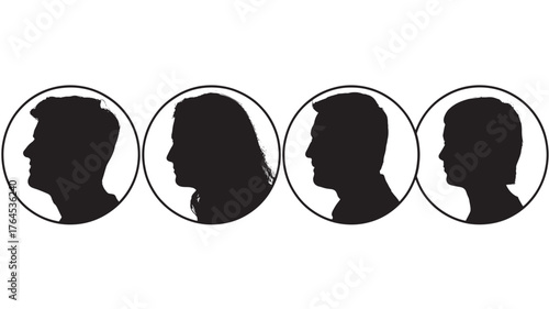Set of family silhouette icons simple flat vector design element isolated on white background