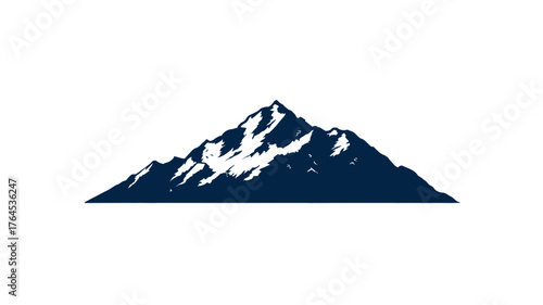 Stylized mountain peak vector illustration, minimalist outdoor adventure emblem, rocky summit graphic design element, nature landscape icon.