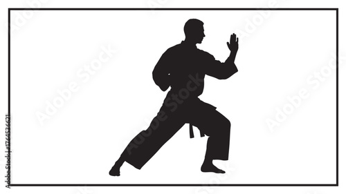 Karate silhouette martial arts stance vector illustration for sport and fitness designs isolated on white background