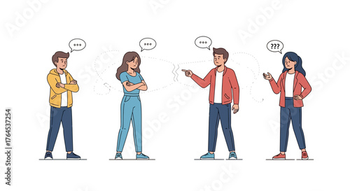 vector of young people standing arguing