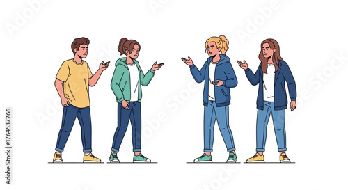 vector of young people standing arguing