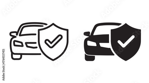 Car insurance icon vector illustration in line and solid styles concept for vehicle protection and safety