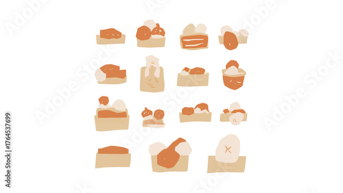 Delightful dessert pastries collection for a cheerful bakery concept, great for menu designs, website or social media posts, and dessert-themed projects