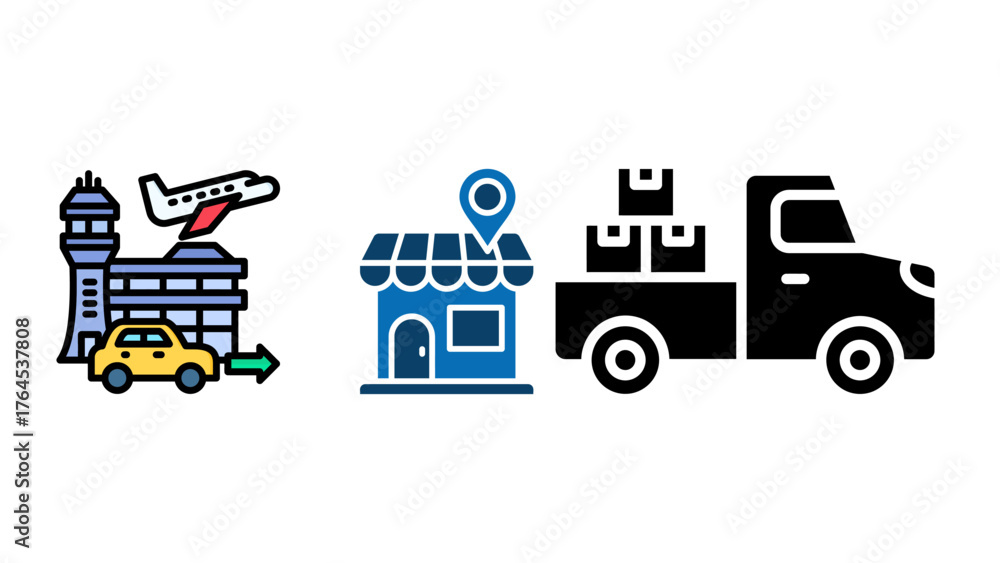 Fototapeta premium Seamless Travel Planning: Airport Transfer to Local Shop, Simplifying Journeys, Connecting Destinations, Visualizing Travel, Guiding Visitors, Enjoying the Ride