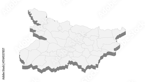 Detailed 3D Map of Bihar State in India for Geographical Studies and Regional Analysis, Ideal for Presentations and Reports on Indian States