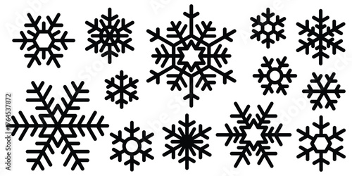 Set of snowflakes, winter vector illustration, isolated on white background