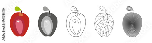 set of autumn fruits graphic drawing