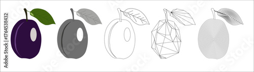 set of autumn fruits graphic drawing