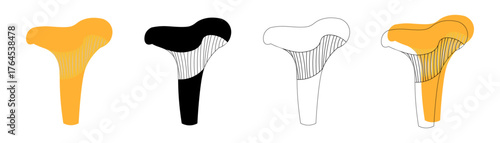 set of mushrooms growing in the forest graphic drawing