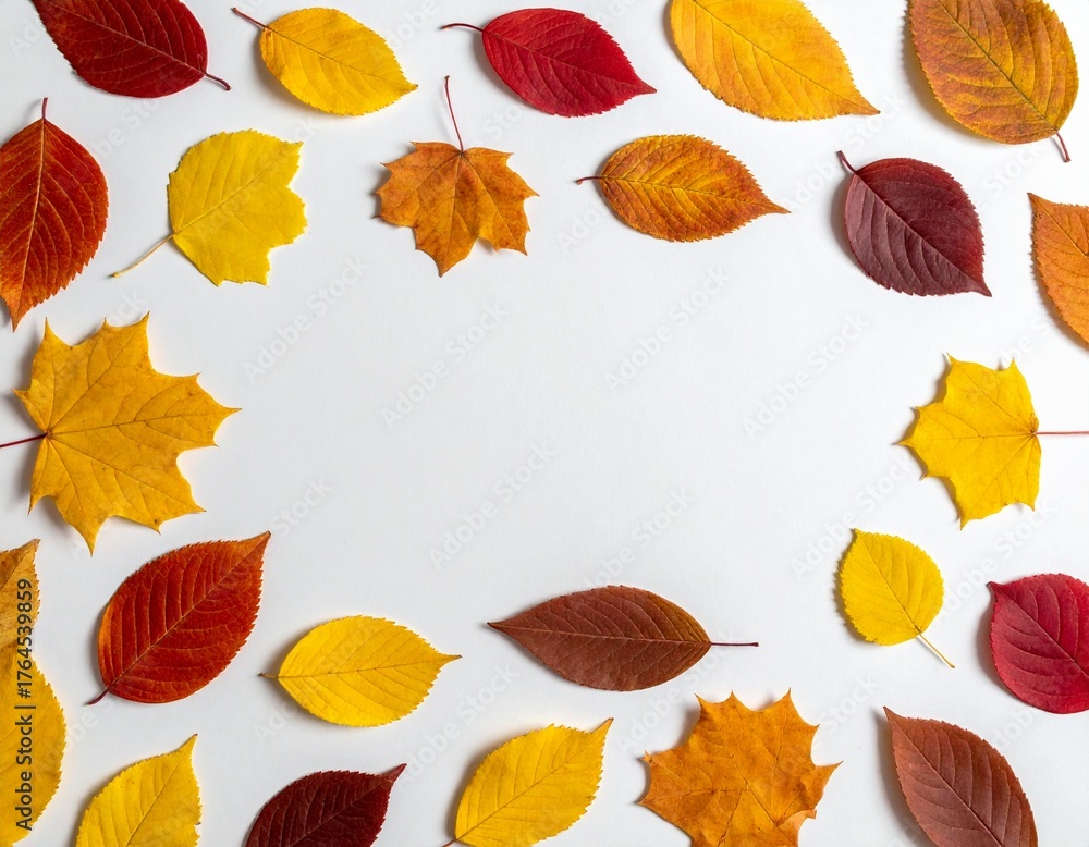 Fototapeta premium autumn leaves flat lay