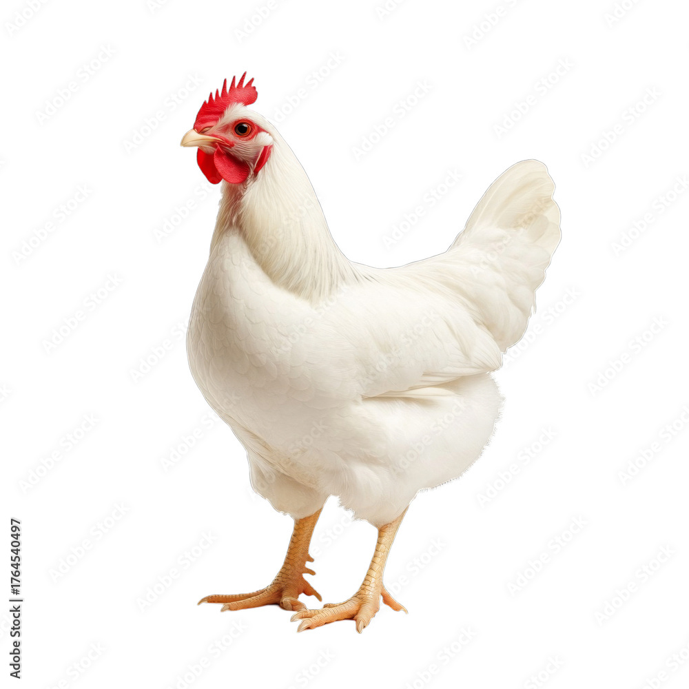 Fototapeta premium A Close-Up View of a Majestic White Hen Standing Gracefully Against a Transparent Background