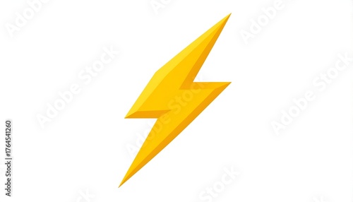 Free Download A bright yellow cartoon-style lightning bolt with sharp edges pointing diagonally on a stark white background - GFXLoad