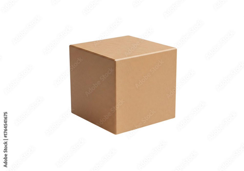 Fototapeta premium 3d illustration of a simple brown cardboard box in a cube shape, viewed from a slight angle, isolated on transparent background on transparent background