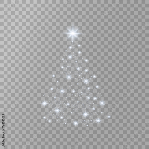 Golden Winter Spruce Glitter Overlay.Christmas Tree Sparkle