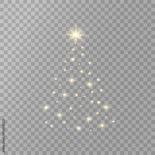 Golden Winter Spruce Glitter Overlay.Christmas Tree Sparkle